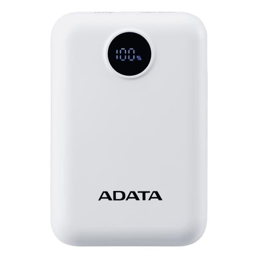 [ADATA_PC10022-12WH] PowerBank ADATA C100 de 10,000 mAh. Carga simultánea de 2 dispositivos. Con indicador LED de carga. Color BLANCO. PC10022-12WH