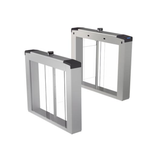 Hikvision Digital Technology Kit de Torniquetes Swing (Izq+Der) / Reconocimiento Facial y Lectores de Tarjeta Incluidos / Bidireccional / 5,000,000 MCBF / 4 Pares de dToF / Carriles Seleccionables de 65 o 90 cms (aletas de acrilico no incluidas)