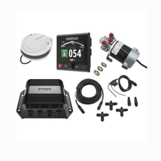 Simrad Piloto Automático Simrad para Embarcaciones Fueraborda y Dentrofueraborda / Paquete Completo / Controlador AP44 con Pantalla a Color 4.1 Pulgadas / Bomba Hidráulica RPU-80 / Brújula Precision-9 / Compatible con NMEA 2000® / Virtua