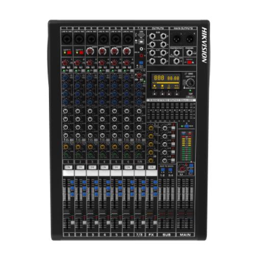 [HIKVISIONDIGITALTECHNOLOGY_DS-QAPMCR8-A] Hikvision Digital Technology Consola de Mezcla Analógica DS-QAPMCR8-A | 8 Canales | 6 Entradas Mic/Línea | 12 Salidas | DSP Efectos | USB Media | Bluetooth | Montaje en Rack