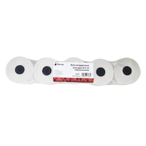 Nextep Rollo Papel Nextep Bond Autocopiadora 76X70mm Blanco/Amarillo C/5
