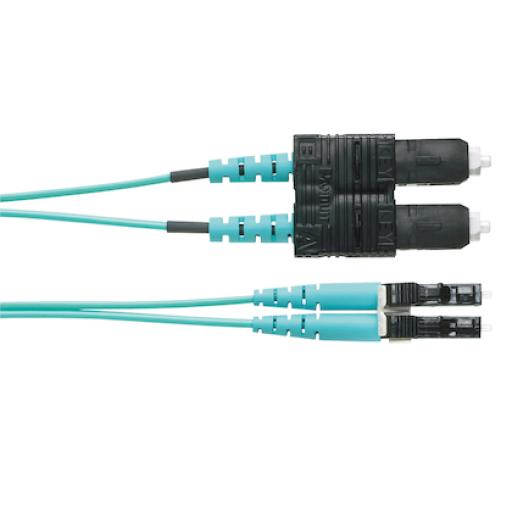 Panduit Jumper de Fibra Optica Multimodo 50/125 OM3, LC-SC Duplex, OFNR (Riser), Color Aqua, 15 Metros (49.21 Pies)