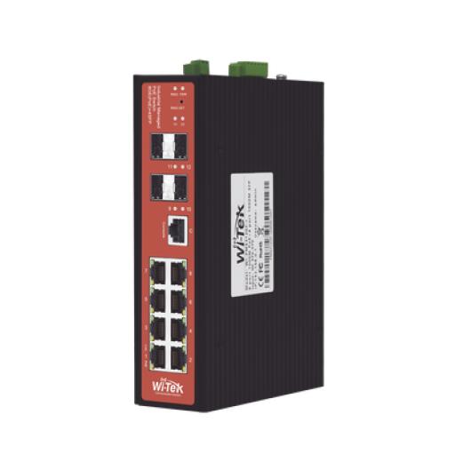 [WI-TEK_WIPMS312GFIV2] WI-TEK Switch Industrial administrable PoE, puerto 1-2 PoE 24/48. puertos 3-8 puertos 802.3 af/at/bt, hasta 60 W