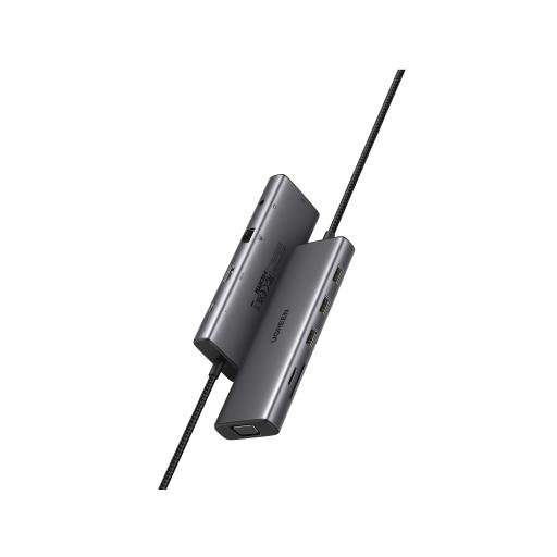 Hub USB-C 10 en 1 / HDMI 4K@30Hz + VGA 1920x1200 / 3x USB 3.0 5Gbps / Ethernet Gigabit / SD/TF Card Reader / PD 100W / Audio 3.5mm / Doble Pantalla Simultánea / Plug & Play Universal