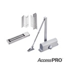 AccessPRO Kit para control de acceso incluye Chapa magnética de 600Lbs / Montajes L y Z / Cierra puerta para 45-65Kg.