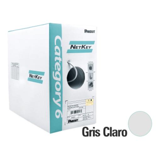 Panduit Bobina de Cable UTP 305 Metros (1000 Pies) de Cobre, NetKey, Gris Claro, Categoría 5e (24 AWG), PVC (CM), de 4 Pares