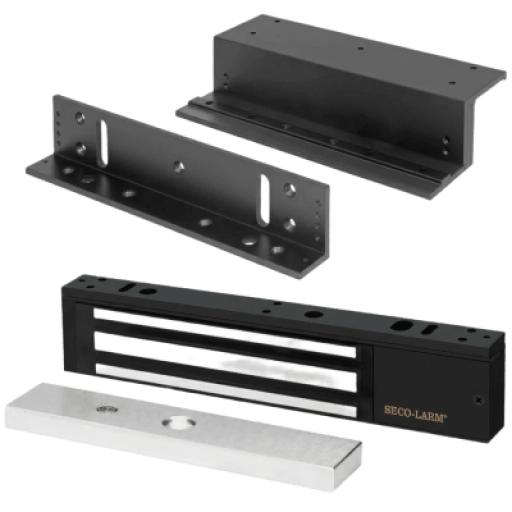 [SECO-LARM_E941SB600PQ/KITZ] SECO-LARM Kit Para Control de Acceso Incluye Chapa Magnética de 600 Lbs / Montaje En Z y L /  Uso Interior / Certificación UL / Color Negro / Diseño Elegante