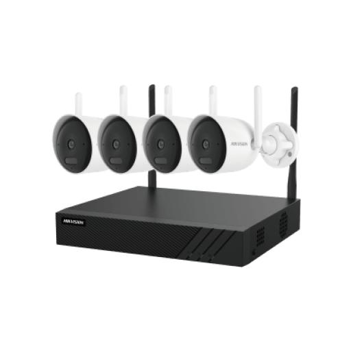 Hikvision Digital Technology Kit IP Inalámbrico 4 Megapixel / NVR 4 Canales / 4 Cámaras Bala para Exterior / 1 HDD de 1 TB / Modo Repetidor