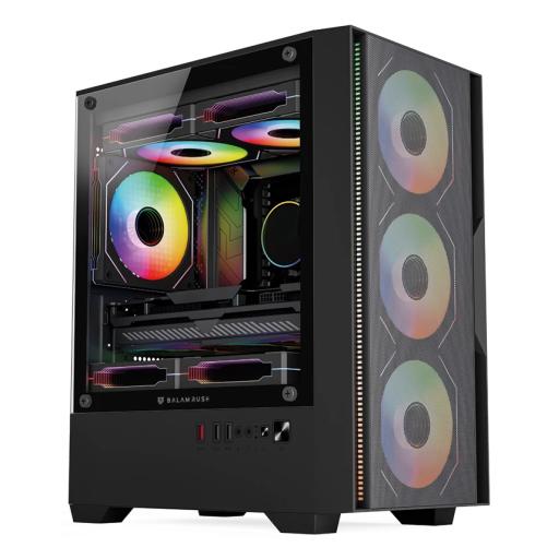 [BALAMRUSH_BR-943895] GABINETE BALAM RUSH(BR-943895)NITROX EDGE PRO AIRCOOL 4900C,MAX M-ATX,S/FUENTE,1*USB A 3.0,2*USB A 2.0,4FAN ARGB,PANEL CRISTAL/FRENTE MESH,NEGRO