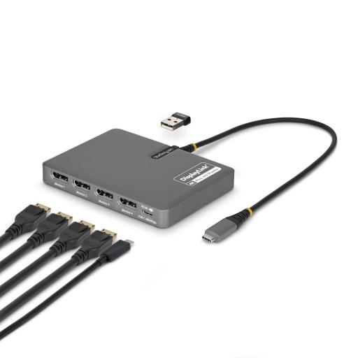 StarTech.com ADAPTADOR USB-C A 4X DP 4K 60HZ - PD 140W