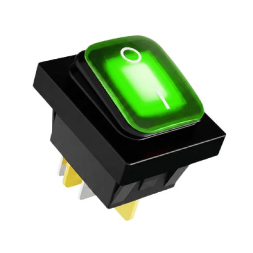 [ACCESSPRO_APB-03121-G] AccessPRO Interruptor tipo Switch con Led Color Verde / IP65 / Diseño Industrial / NO, COM, NC / Terminales tipo F1