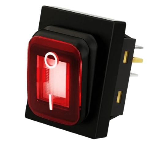 [ACCESSPRO_APB-03121-R] AccessPRO Interruptor tipo Switch con Led Color Rojo / IP65 / Diseño Industrial / NO, COM, NC / Terminales tipo F1
