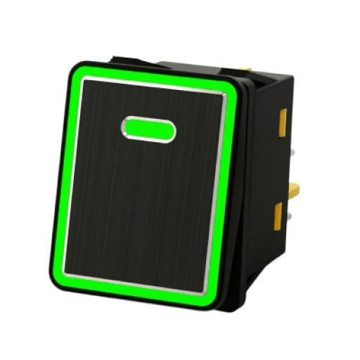 [ACCESSPRO_APB-08221-G] AccessPRO Interruptor tipo Switch con Led Color Verde / IP65 / Diseño Industrial con panel de Aluminio / NO, COM, NC / Terminales tipo F1