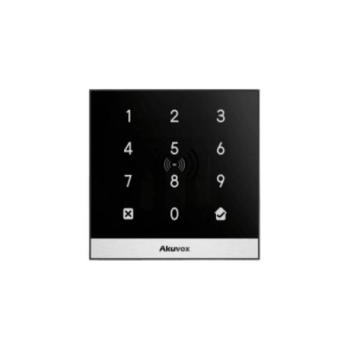 AKUVOX Teclado de Control de Acceso + Bracket de Instalación / Administración 100% en la Nube / Interfaz WEB / POE / Lector Prox 125 kHz / MIFARE 13.56MHz / NFC / APP Smart Plus / Control de 1 Puerta / PIN Para Visitas / IP65