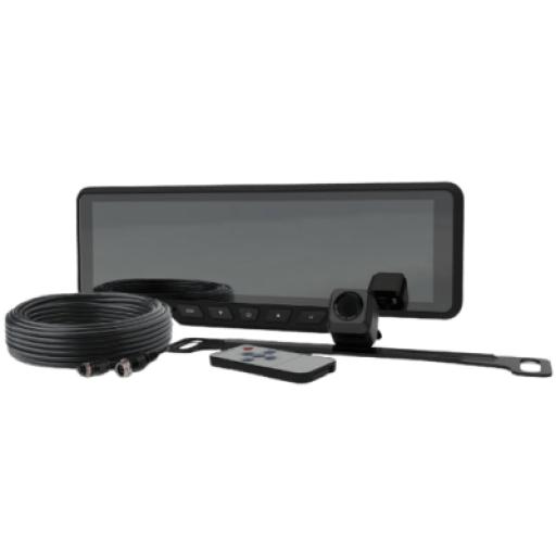 ECCO Sistema alambrico de reversa con camara y monitor de 9 pulgadas, Incluye cámara para placa de 170°