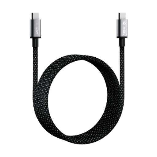 [EZVIZ_AK-PAC6B-N-1.5M] EZVIZ Cable de Carga USB-C a C 1.5 Metros (4.92 Pies) / Tecnología GaN (Nitruro de Galio / Fast-Charging / Potencia 60W / Velocidad Transferencia 480 Mbps / Material Nylon / Conector Aluminio Anodizado