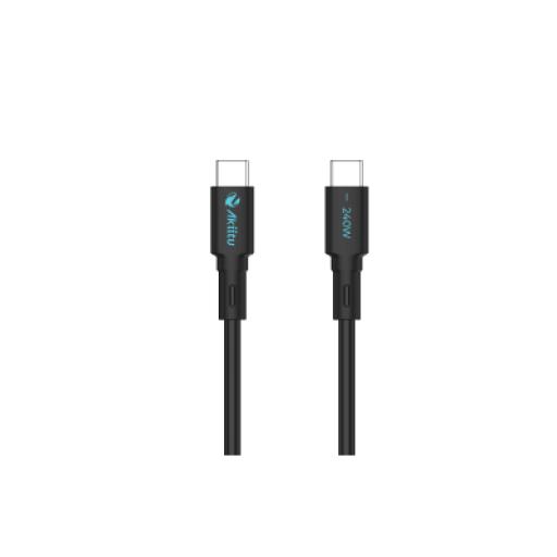 [EZVIZ_AK-PAC24SM-S] EZVIZ Cable de Carga USB-C a C / 1 Metro (3.28 Pies) / Tecnología GaN (Nitruro de Galio) / Fast-Charging / Potencia 240W / Velocidad Transferencia 480 Mbps / Material / Conector Aluminio Anodizado