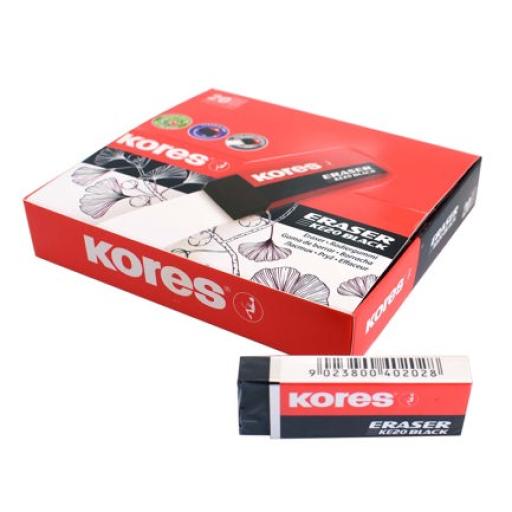 [KORES_40202] Kores Borrador Kores KE-20 Dust Free Negro Caja C/20 Piezas