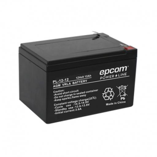 Epcom Batería 12 Vcc / 12 Ah / UL / Tecnología AGM-VRLA / Para uso en equipo electrónico Alarmas de intrusión / Incendio/ Control de acceso / Video Vigilancia / Terminales F2 / Cargador recomendado CHR-80. 