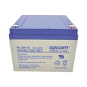 Epcom Batería 12 Vcc / 26 Ah / UL / Tecnología AGM-VRLA / Para uso en equipo electrónico Alarmas de intrusión / Incendio/ Control de acceso / Video Vigilancia / Terminales de tornillo M5 ( HEX ) / Cargador recomendado CHR-80. 