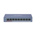 Hikvision Digital Technology Switch PoE+ / No Administrable / 8 Puertos 10/100 Mbps PoE+ / 1 Puerto 100 Mbps Uplink / PoE hasta 250 metros / 60 W 
