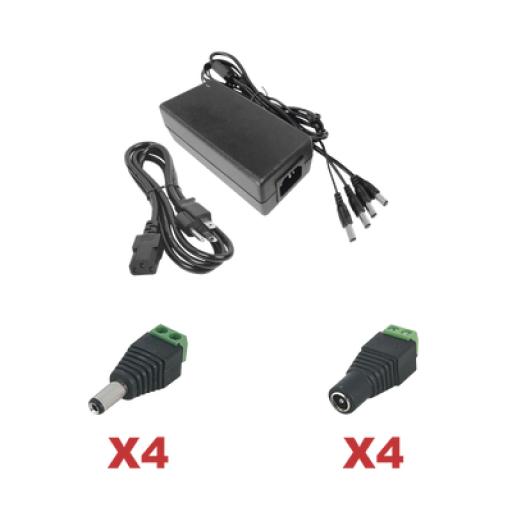 [EPCOM_K2-PS12DC4C] Epcom Kit con fuente EPCOM con salida de 12 Vcc a 5 Amper con 4 salidas / Incluye conectores JR52
