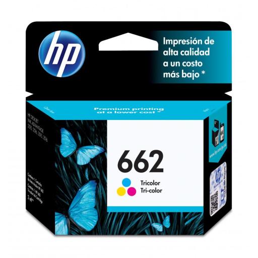 [HP_CZ104AL] Cartucho HP 662 Tricolor Original, 100 Páginas HP Deskjet Ink Advantage 1015,1016,1018,1515,1516,1518,2510,2515,2516,2545,2546,2645,