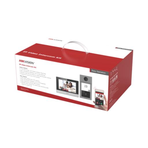 [HIKVISIONDIGITALTECHNOLOGY_DS-KIS604-P(B)] Hikvision Digital Technology Kit de Videoportero IP (Frente de Calle + Monitor + Memoria MicroSD) / Llamada y Apertura Remota desde App Hik-Connect / Soporta 2 Puertas / Apertura con Tarjeta MIFARE 