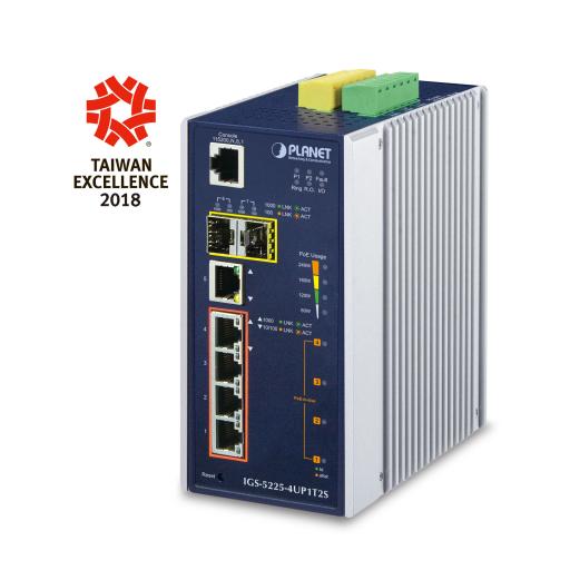 [PLANET_IGS-5225-4UP1T2S] Planet Switch Industrial Administrable 4 Puertos Gigabit c/Ultra PoE 802.3af/at, 2 Puertos SFP
