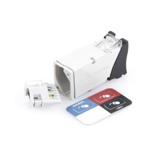 [SIEMON_Z6A-S01] Siemon Jack Z-MAX Cat6A, Blindado, Montaje híbrido en Placa de Pared (Plano y Angulado), Color Negro