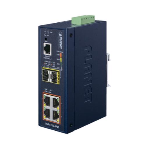 [PLANET_IGS-5225-4P2S] Planet Switch Industrial Administrable Capa 2, 4 Puertos PoE 802.3af/at 10/100/1000T, 2 Puertos SFP 100/1000X