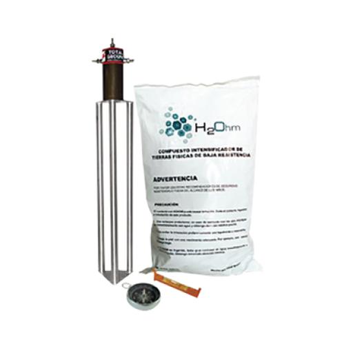 [TOTALGROUND_TG-45AB-AI] Total Ground Kit Antivandalico de puesta a tierra de 45 A con Electrodo, Acoplador en Filtro y Compuesto H2Ohm.