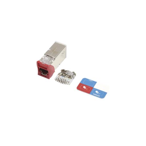 [SIEMON_Z6A-S03] Siemon Jack Z-MAX Cat6A, Blindado, Montaje híbrido en Placa de Pared (Plano y Angulado), Color Rojo