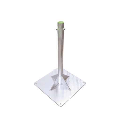 [SYSCOMTOWERS_SLM-BA-6G] SYSCOM TOWERS Base para Mástil Hasta 2" con Opresores, Base de 50 x 50 cm y Tubo de 80 cm Ced. 30. Galv. Inmersión.