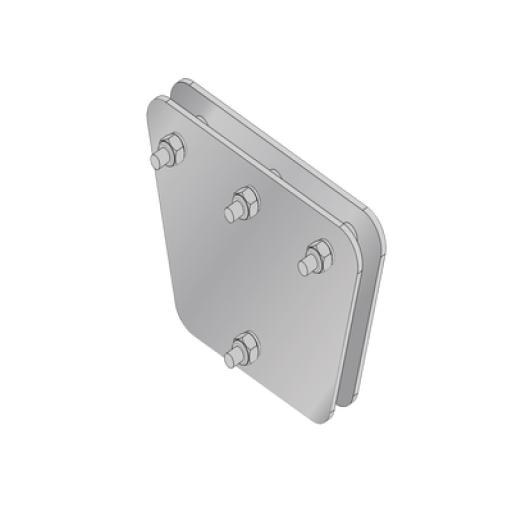 [SYSCOMTOWERS_SP-202030-G] SYSCOM TOWERS Placas igualadoras con tornillería y separadores, para 3 retenidas. Galvanizado en inmersión (20x20x30 cm).