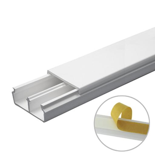 [THORSMAN_TMK-1735-CC] Thorsman Canaleta en color blanco de PVC auto extinguible, con divisón 35 x 17, tramo de 6 pies, con cinta adhesiva (5301-21252)