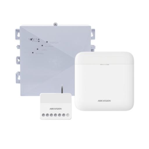 [HIKVISIONDIGITALTECHNOLOGY_DS-PWA48-SYSNG] Hikvision Digital Technology (AX PRO + YONUSA) KIT de Alarma AX PRO / Incluye: 1 Hub con bateria de respaldo / 1 Energizador 2500Mts Lineales / 1 Relevador  0 a 36 Vcc (Max. 5 A) con Entrada de Alarma 27/7