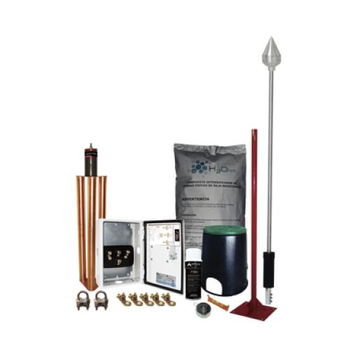 [TOTALGROUND_KIT-MASTER-01] Total Ground Kit Pararrayo con Punta en Aluminio con Accesorios para Protección de Diámetro de 160 m.