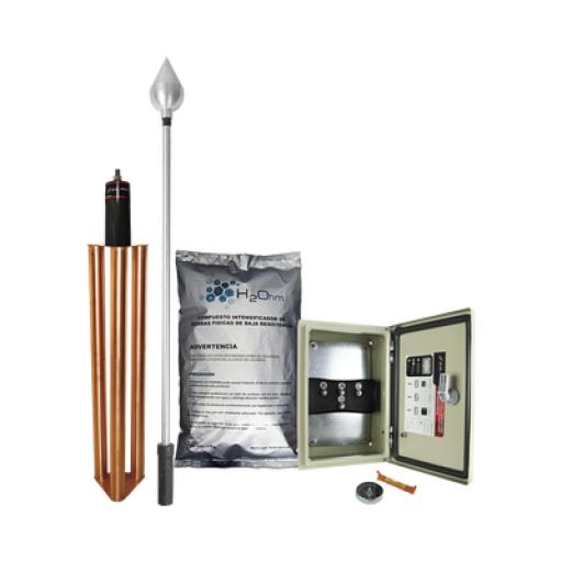 [TOTALGROUND_KDA-01-ALU] Total Ground Kit de Pararrayo con Punta en Aluminio con Diámetro de Protección de 160 metros.
