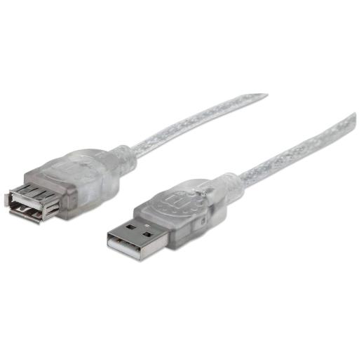 [MANHATTAN_340502] Cable de Extensión USB 2.0 de Alta Velocidad Manhattan 4.5 m Plata.