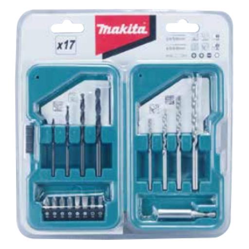 [MAKITA_D-45836] Makita Juego de accesorios multipropósito 17 piezas para metal, concreto, madera y puntas para atornillar.