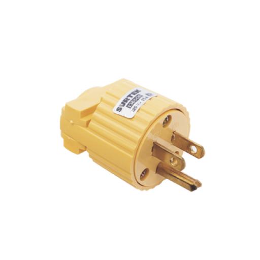 [SURTEK_SYS-136-509] Surtek Clavija con Abrazadera Plástica Aterrizada  / 127 V CA 15 A Max.  / Fabricada en Plastico ABS.