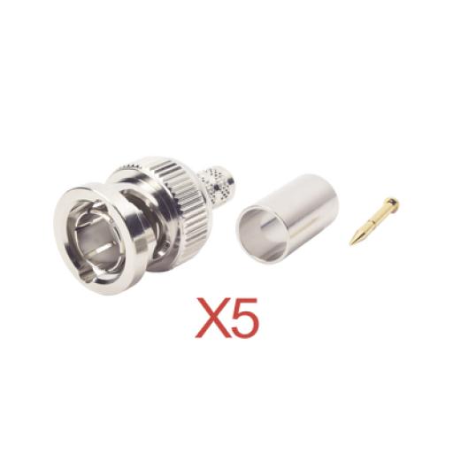 [RFINDUSTRIES_KIT-RFB-1707-D5] RF Industries Kit de 5 Conectores BNC Macho RFB-1707-D de Anillo Plegable / RG-59, 75 Ohm.