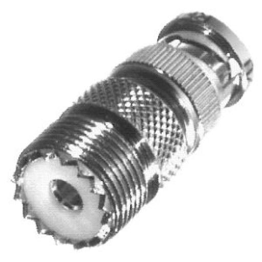 [RFINDUSTRIES_RFB-1136] RF Industries Adaptador en Linea para 50 Ohm, Conector BNC Macho-UHF Hembra (SO-239), Níquel/ Oro/ Delrin.