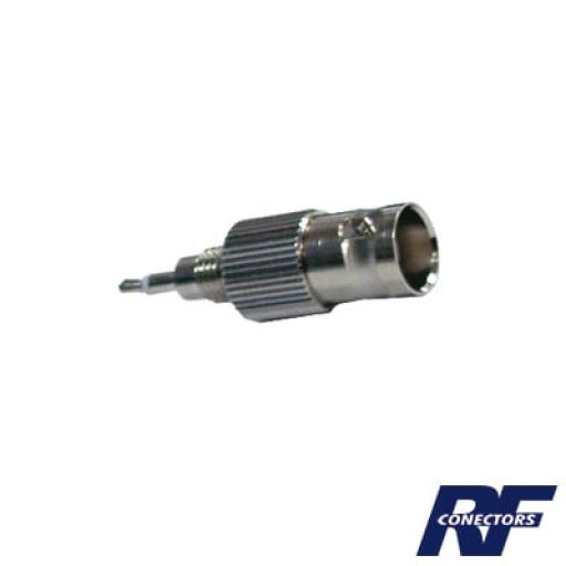 [RFINDUSTRIES_RFB-1141] RF Industries Adaptador en Línea, de Conector BNC Hembra a Plug para Fono, Níquel/ Oro/ Teflón.