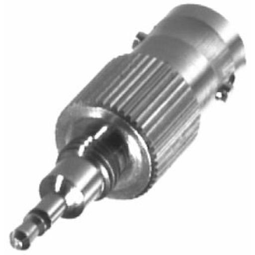 [RFINDUSTRIES_RFB-1141] RF Industries Adaptador en Línea, de Conector BNC Hembra a Plug para Fono, Níquel/ Oro/ Teflón.