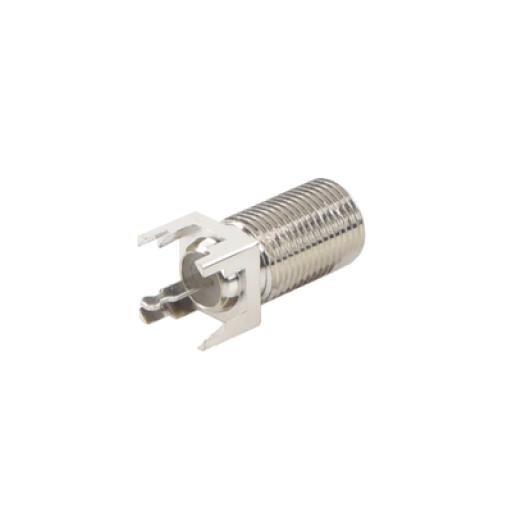 [RFINDUSTRIES_RFF-1450-03] RF Industries Conector F Hembra para PCB de Montaje Vertical, Níquel/ Estaño/ Polietileno.