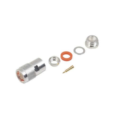 [RFINDUSTRIES_RFN-1002-1SI] RF Industries Conector N Macho de Rosca para Cables 9913, RFLASH-1113, 7810A, RG8/U-SYS, CNT-400, 8214, Plata/Oro/Teflón.
