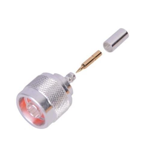 [RFINDUSTRIES_RFN-1005-3C] RF Industries Conector N Macho de Anillo Plegable para Cable RG-58/U, Plata/ Oro/ Teflón.