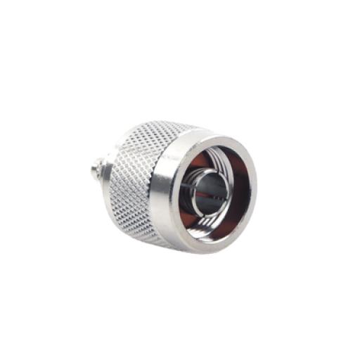 [RFINDUSTRIES_RFN-1005-C1] RF Industries Conector N Macho Coaxial de Anillo Plegable para Cable RG-142/U, Niquel/ Oro/ Teflón.